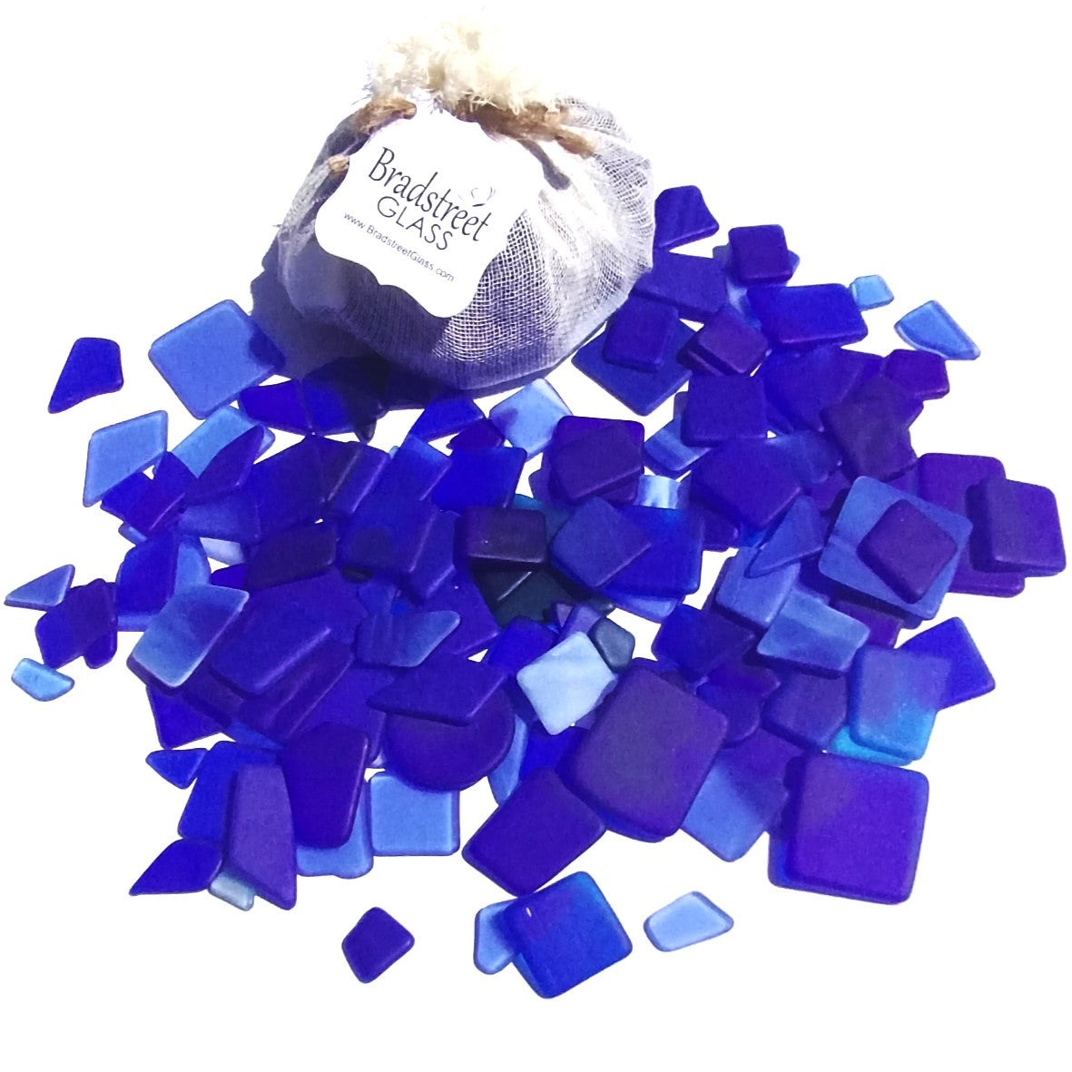 Bradstreet Glass Blue Tumbled Stained Glass 1/2 pound "Sea Glass" in Shades of Blue