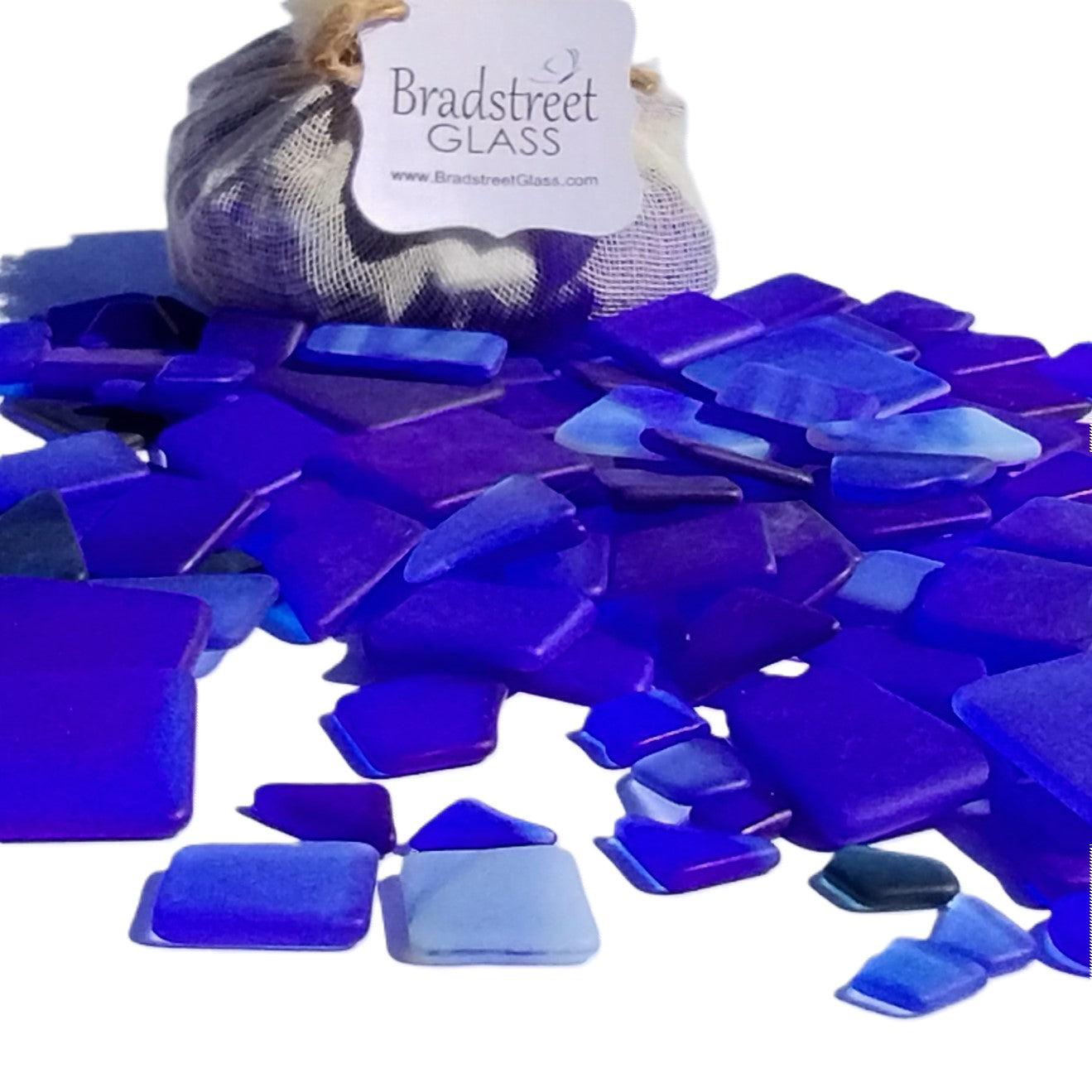 Bradstreet Glass Blue Tumbled Stained Glass 1/2 pound "Sea Glass" in Shades of Blue