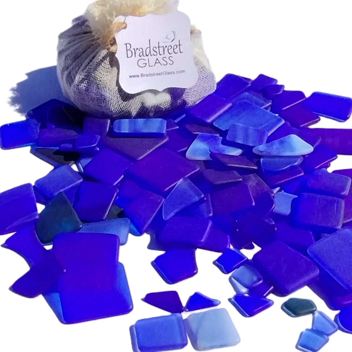 Bradstreet Glass Blue Tumbled Stained Glass 1/2 pound "Sea Glass" in Shades of Blue