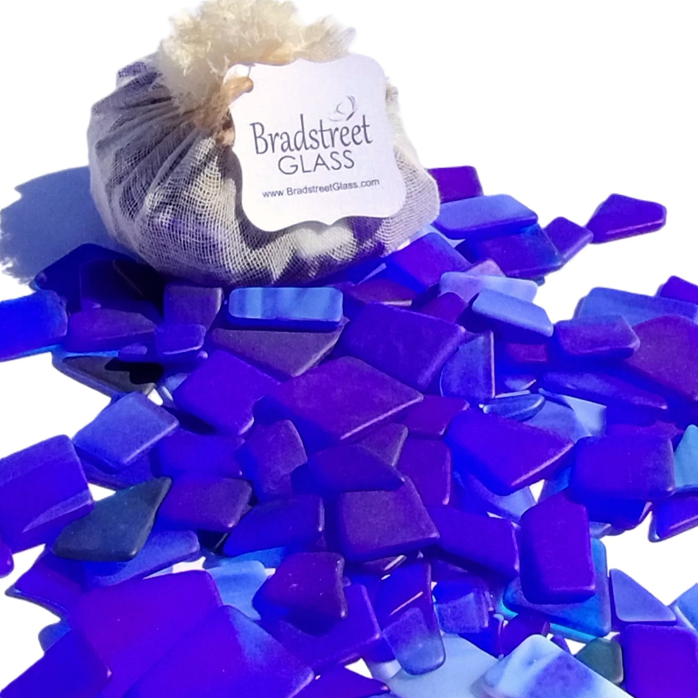 Bradstreet Glass Blue Tumbled Stained Glass 1/2 pound "Sea Glass" in Shades of Blue