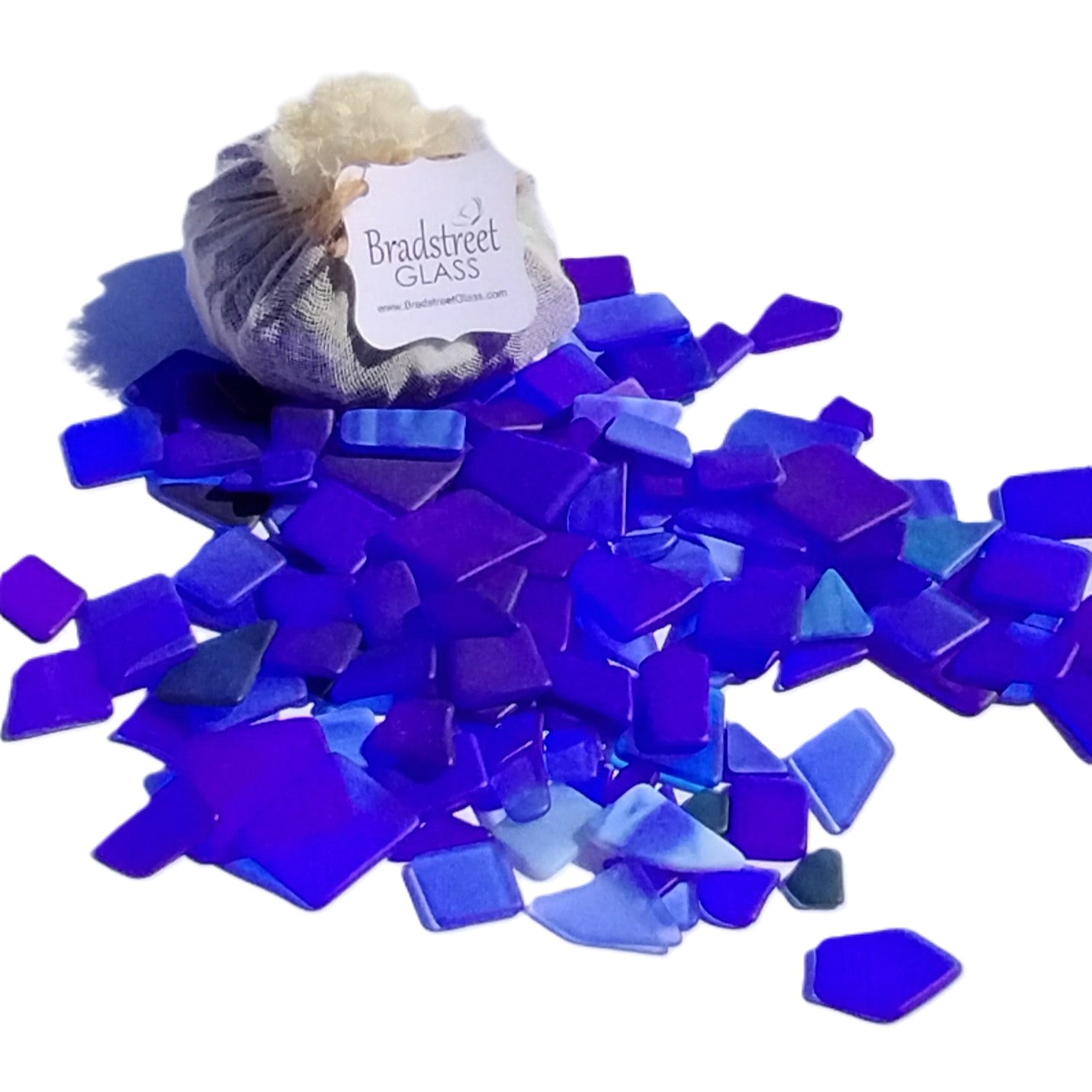 Bradstreet Glass Blue Tumbled Stained Glass 1/2 pound "Sea Glass" in Shades of Blue