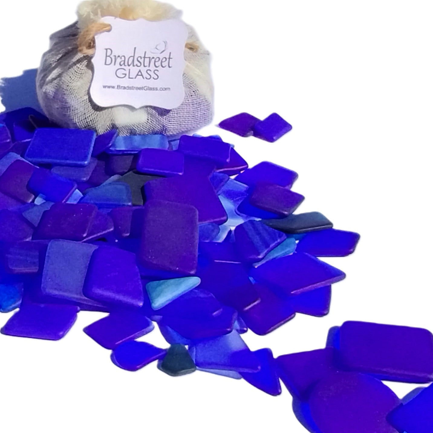 Bradstreet Glass Blue Tumbled Stained Glass 1/2 pound "Sea Glass" in Shades of Blue