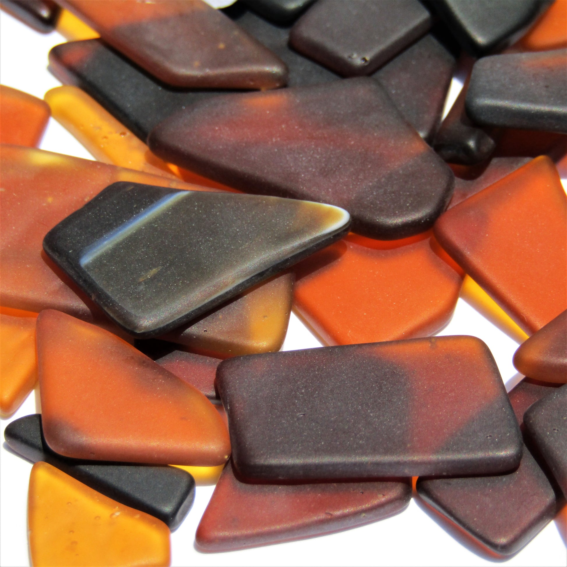 Bradstreet Glass Brown Tumbled Stained Glass 1/2 LB "Sea Glass" Pieces in Shades of Amber Brown