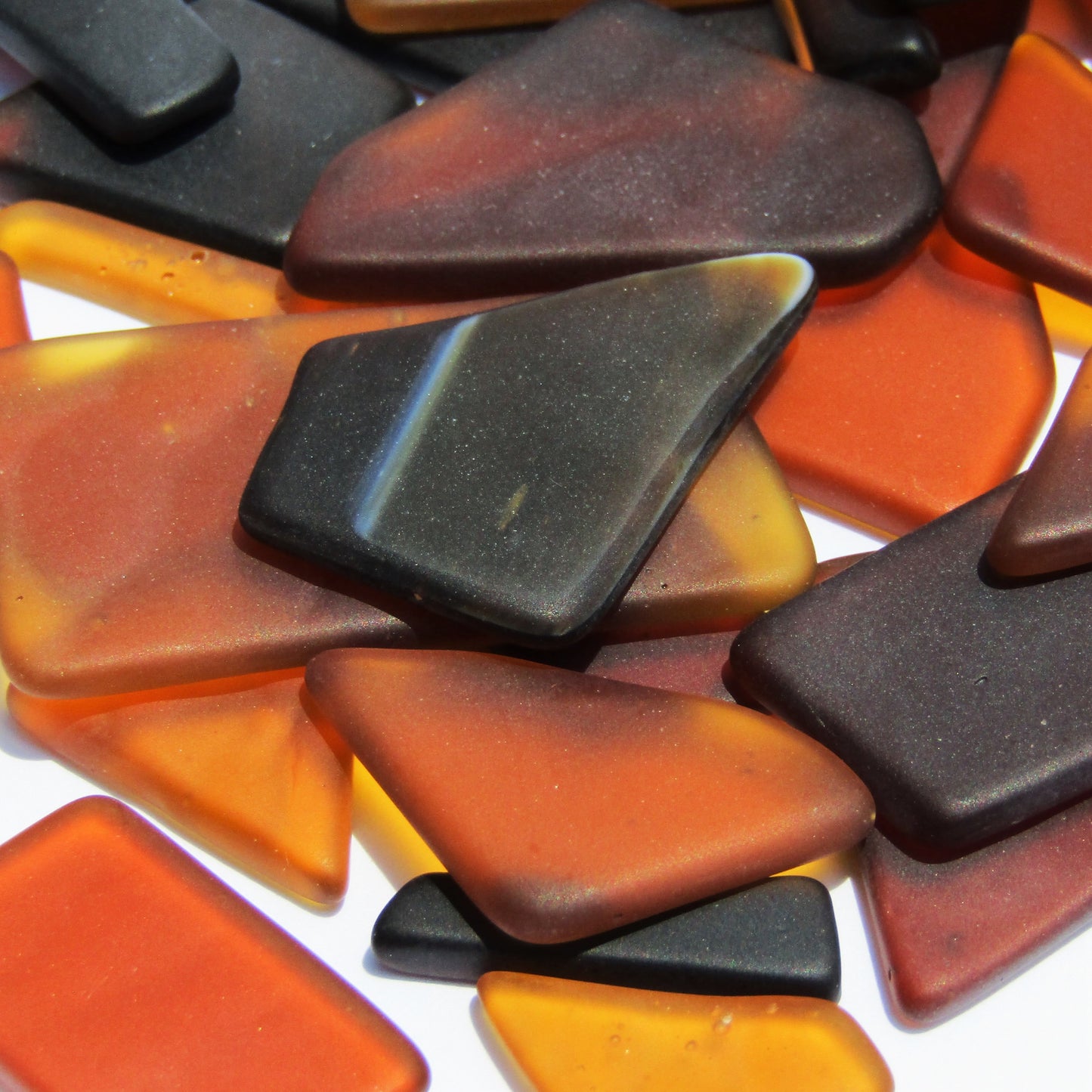 Bradstreet Glass Brown Tumbled Stained Glass 1/2 LB "Sea Glass" Pieces in Shades of Amber Brown