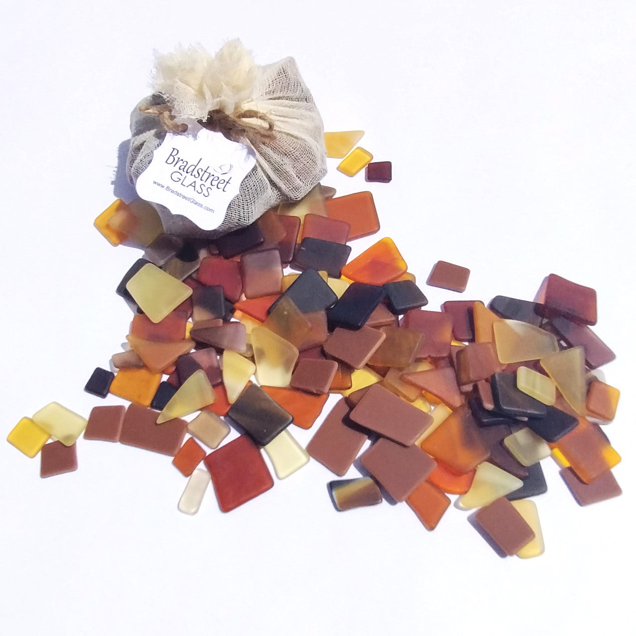 Bradstreet Glass Brown Tumbled Stained Glass 1/2 LB "Sea Glass" Pieces in Shades of Amber Brown