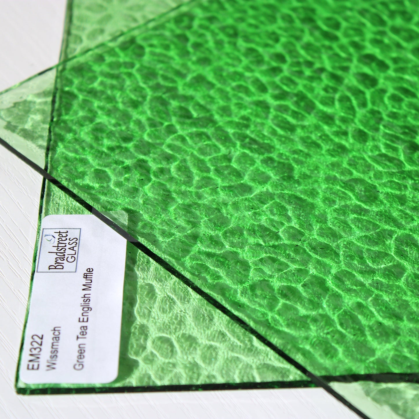 Green Tea English Muffle Stained Glass Sheet Wissmach EM322 Art glass for stained glass and mosaics at Bradstreet Glass