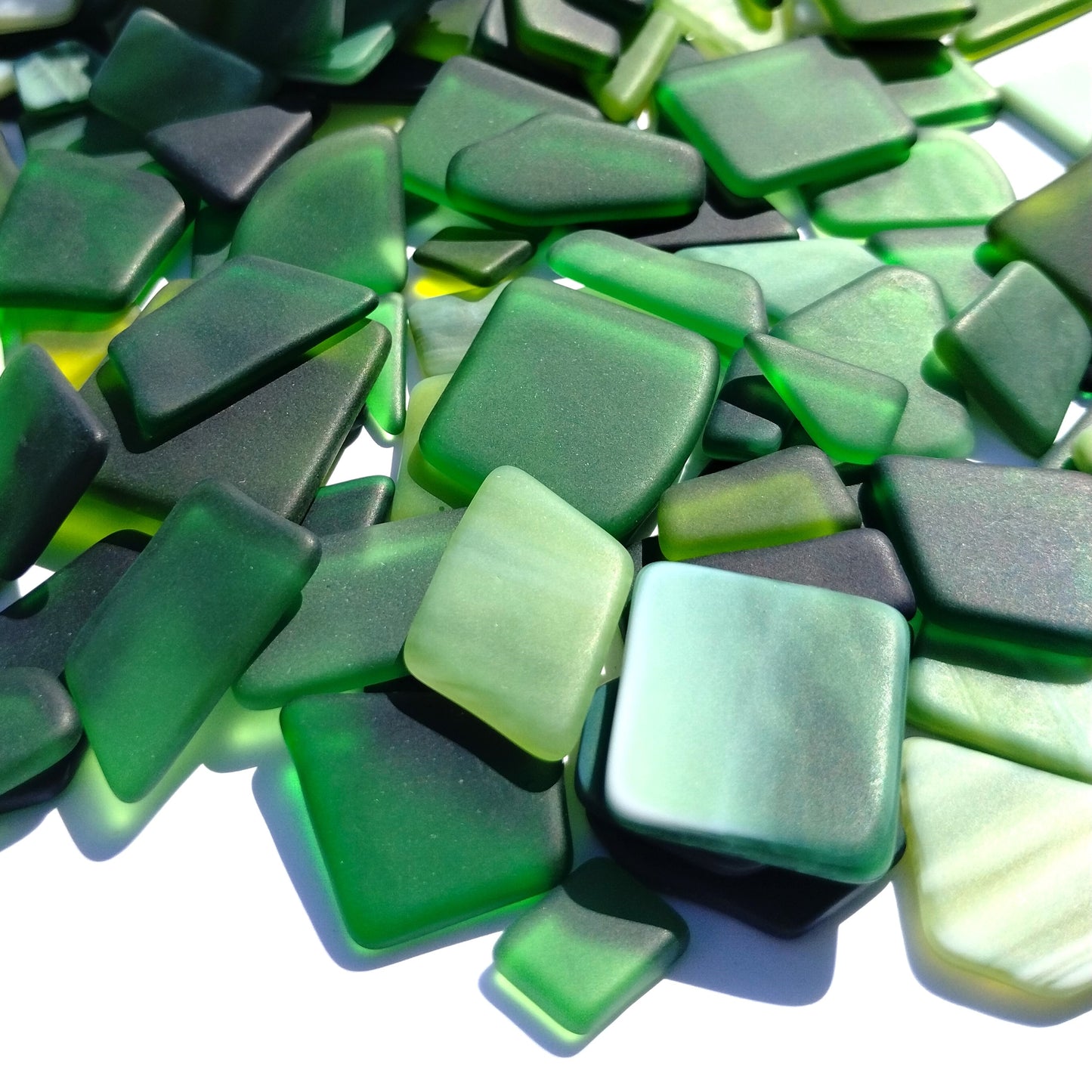 Bradstreet Glass Green Tumbled Stained Glass 1/2 LB "Sea Glass" Pieces in Shades of Green