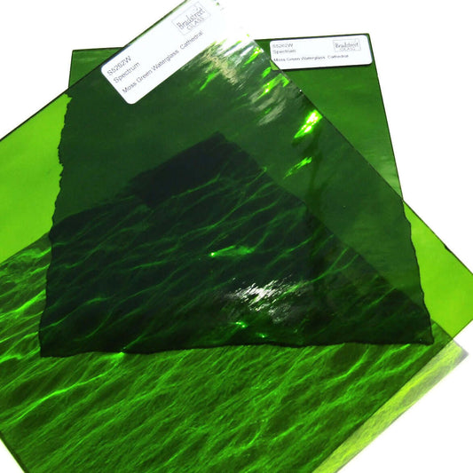 Spectrum Moss Green Waterglass Translucent Cathedral Stained Glass Sheet S5262W