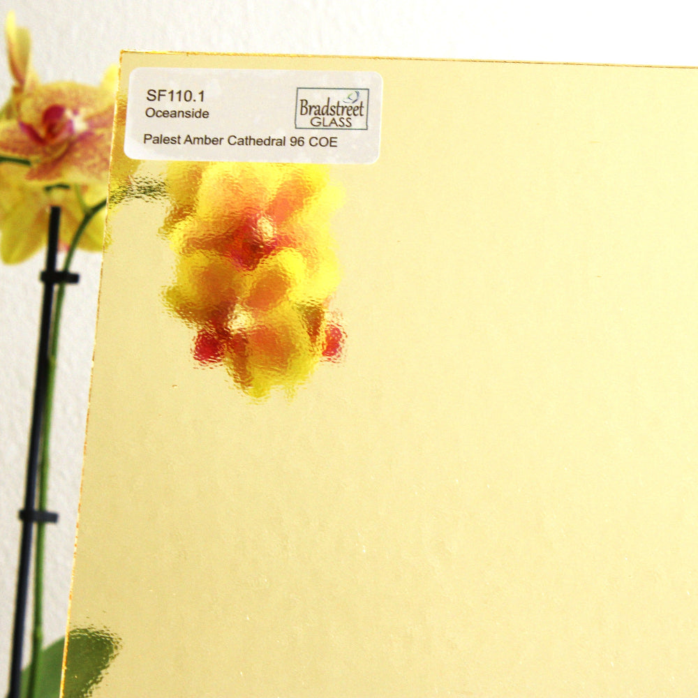 Palest Amber Cathedral Stained Glass Sheet COE 96 Oceanside SF110.1 Transparent Fusible Art Glass at Bradstreet Glass.