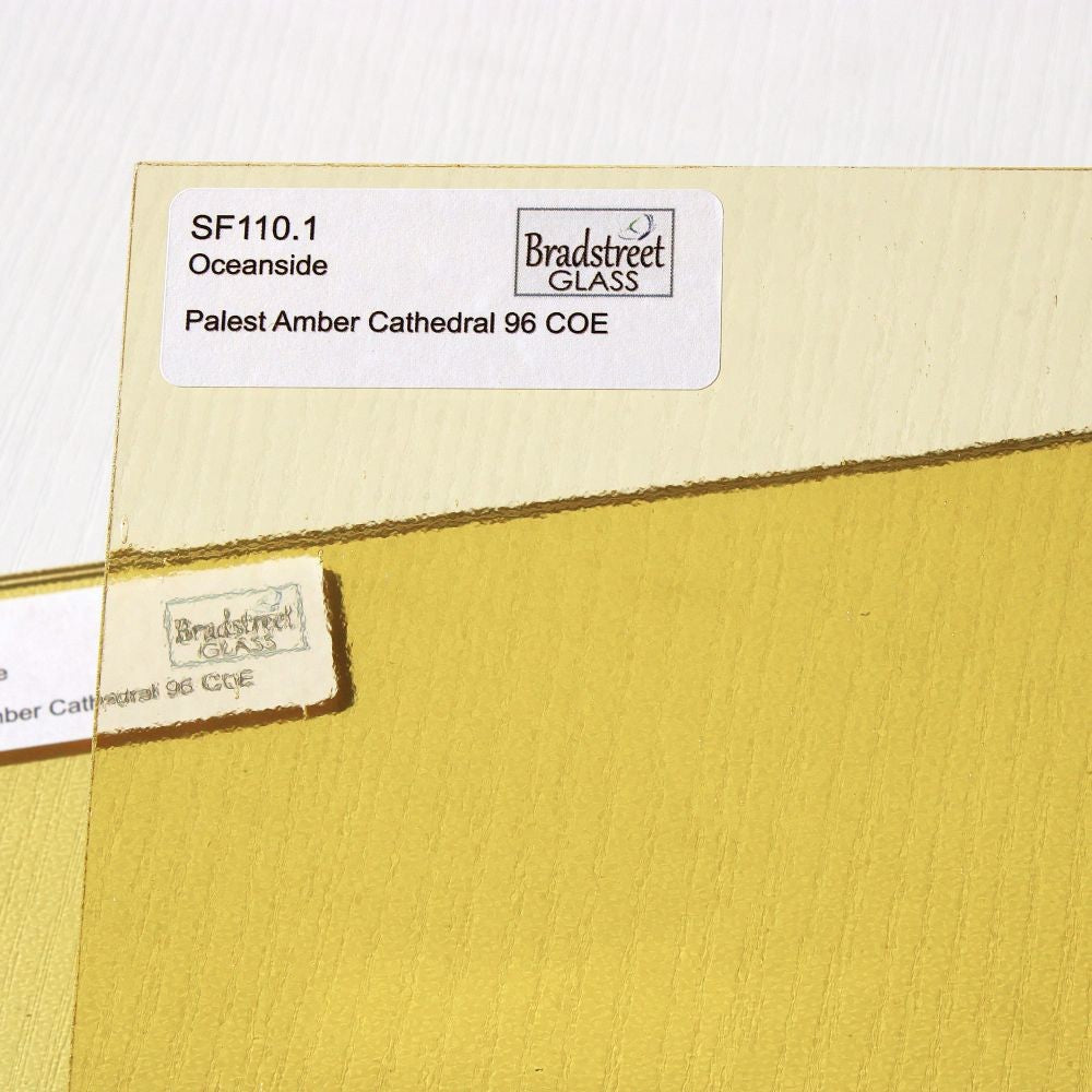 Palest Amber Cathedral Stained Glass Sheet COE 96 Oceanside SF110.1 Transparent Fusible Art Glass at Bradstreet Glass.