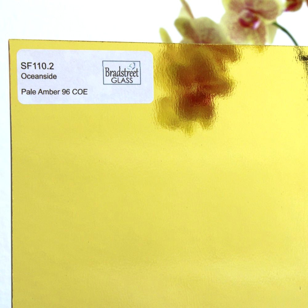 Pale Amber Cathedral Stained Glass Sheet 96 COE Oceanside SF110.2. Transparent Fusible Art Glass at Bradstreet Glass.