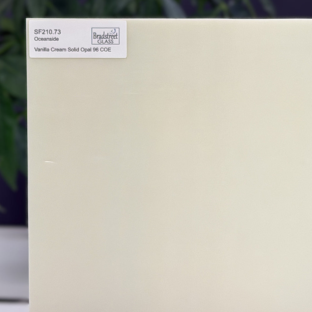SF210.73 Oceanside Vanilla Cream Solid Opal stained glass sheet.  Opaque art glass for stained glass, fusing and mosaics at Bradstreet Glass.