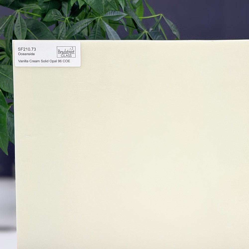 SF210.73 Oceanside Vanilla Cream Solid Opal stained glass sheet.  Opaque art glass for stained glass, fusing and mosaics at Bradstreet Glass.