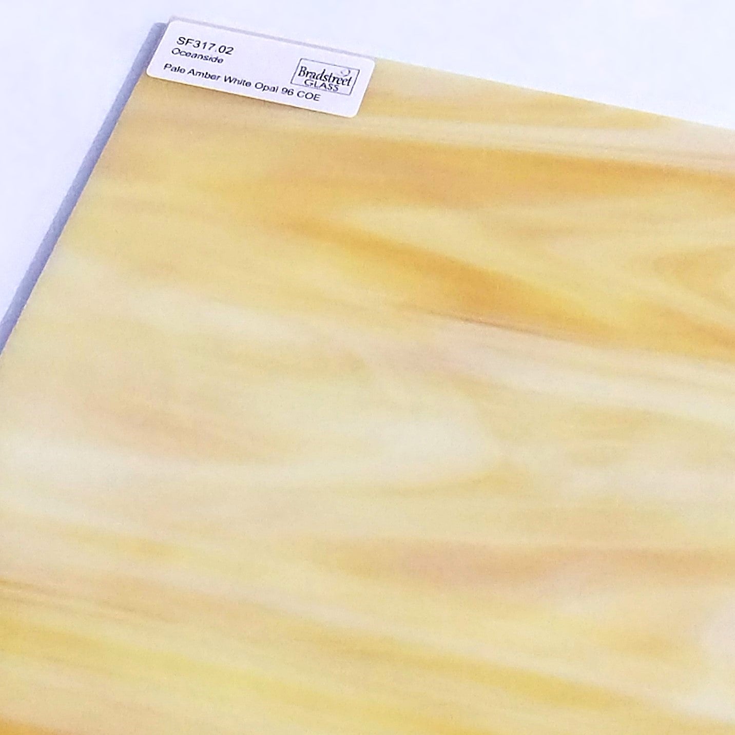 Oceanside SF317.02 Fusible Opaque Stained Glass Sheet&nbsp;
Pale Amber White Opal
