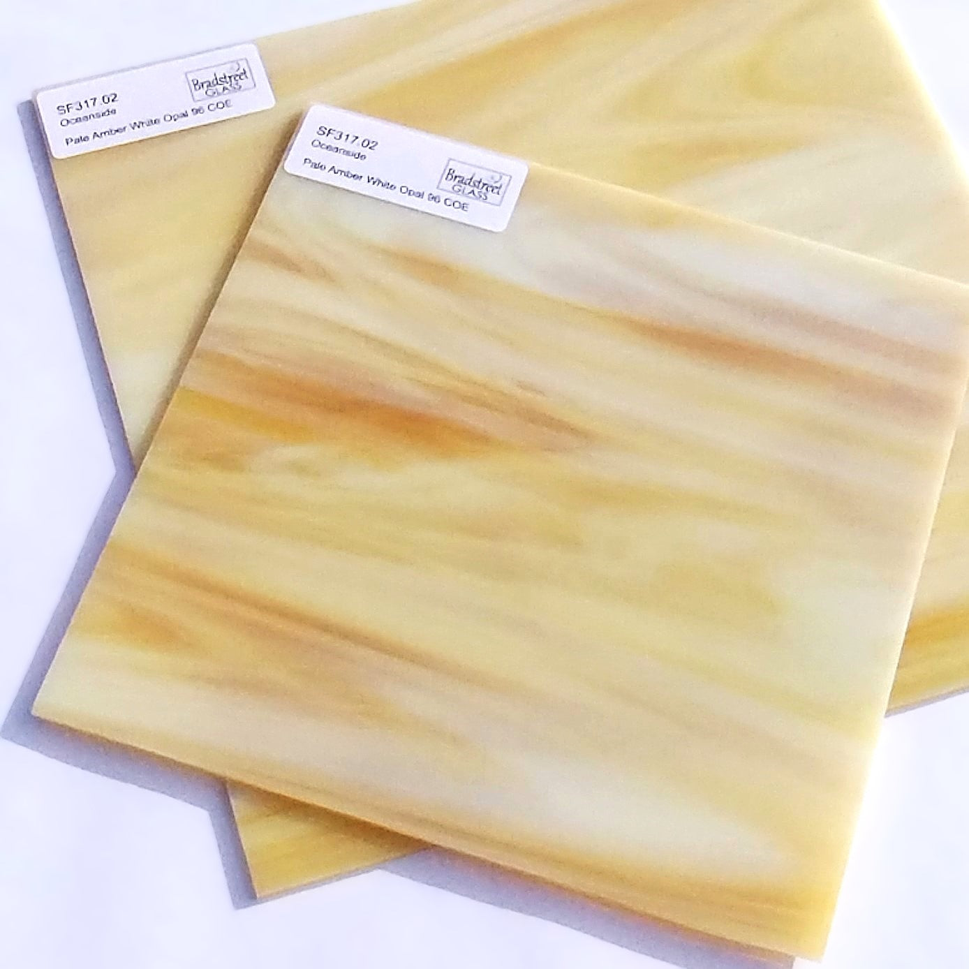 Oceanside SF317.02 Fusible Opaque Stained Glass Sheet&nbsp;
Pale Amber White Opal