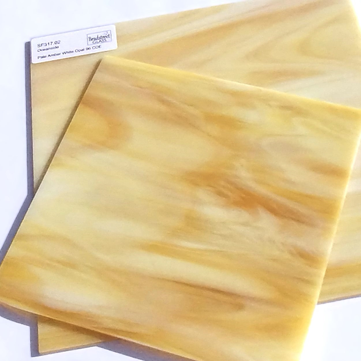 Oceanside SF317.02 Fusible Opaque Stained Glass Sheet&nbsp;
Pale Amber White Opal