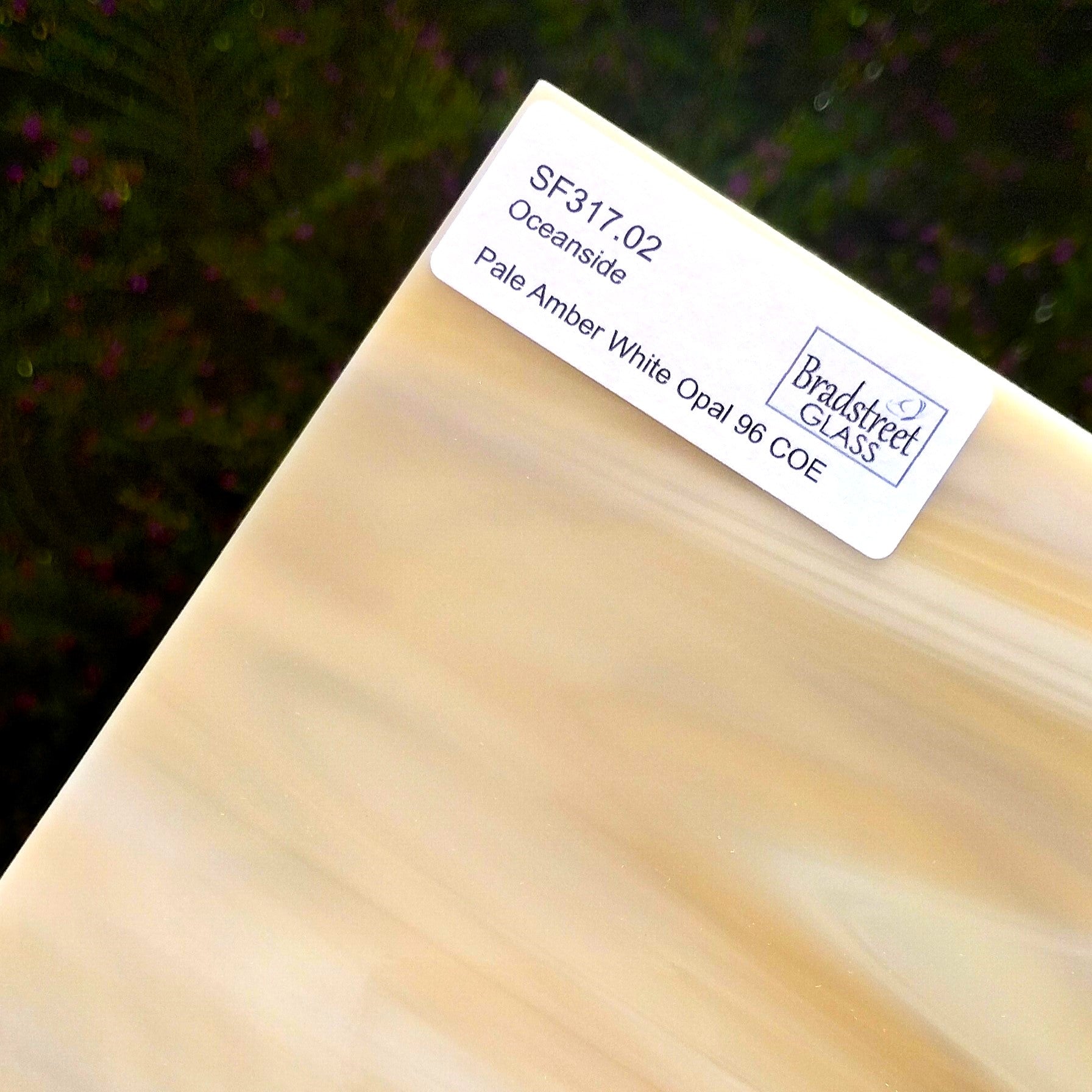 Oceanside SF317.02 Fusible Opaque Stained Glass Sheet&nbsp;
Pale Amber White Opal