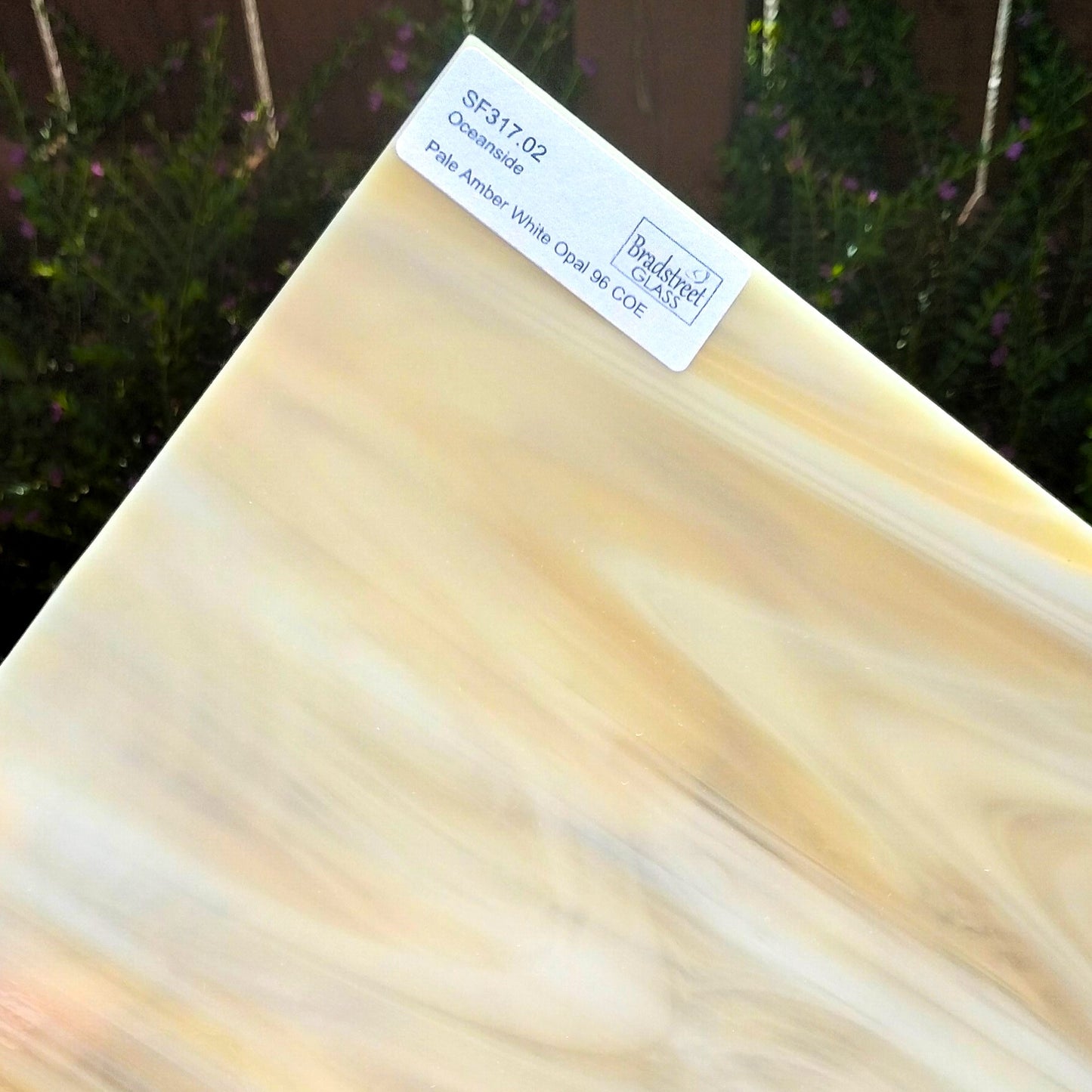 Oceanside SF317.02 Fusible Opaque Stained Glass Sheet
Pale Amber White Opal