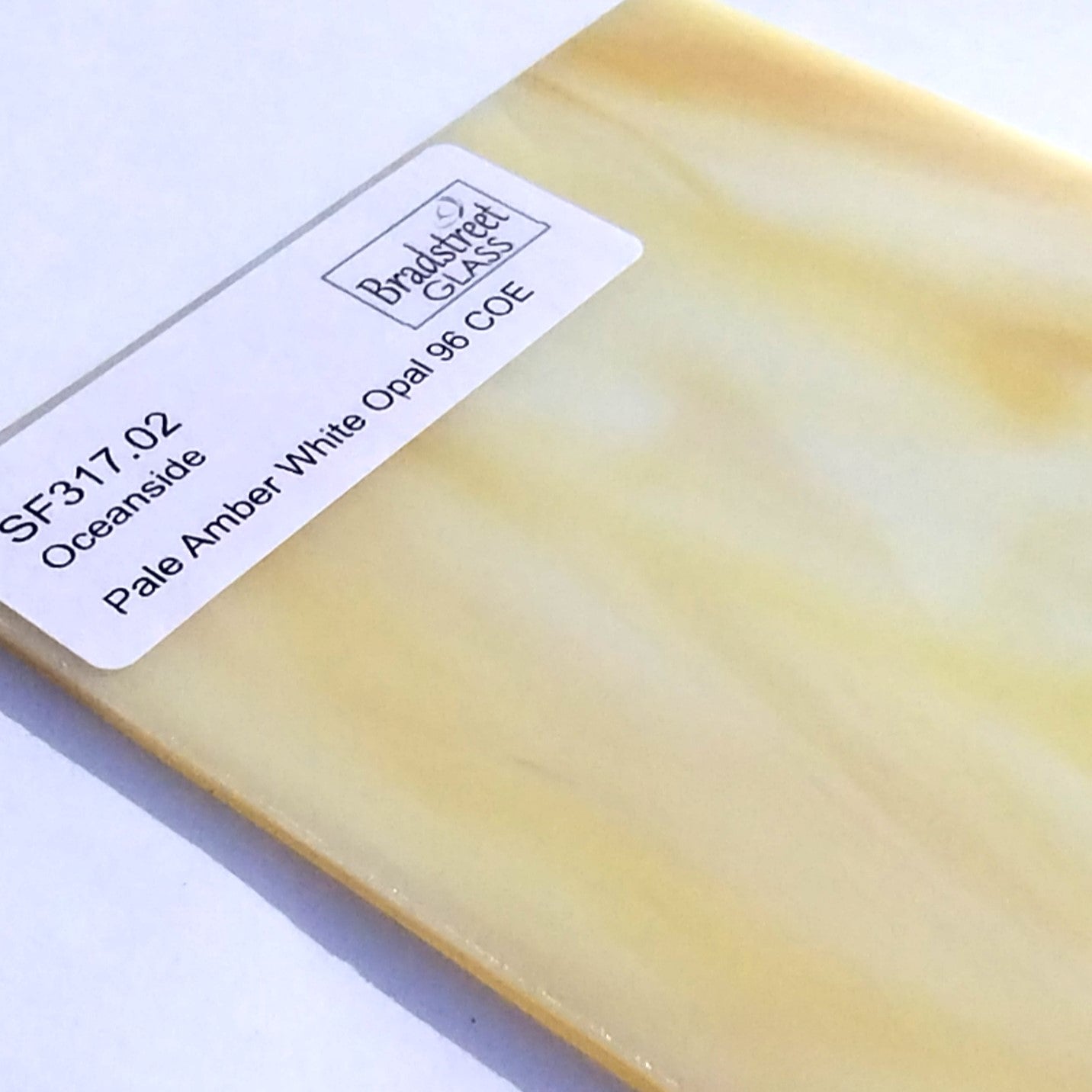 Oceanside SF317.02 Fusible Opaque Stained Glass Sheet&nbsp;
Pale Amber White Opal
