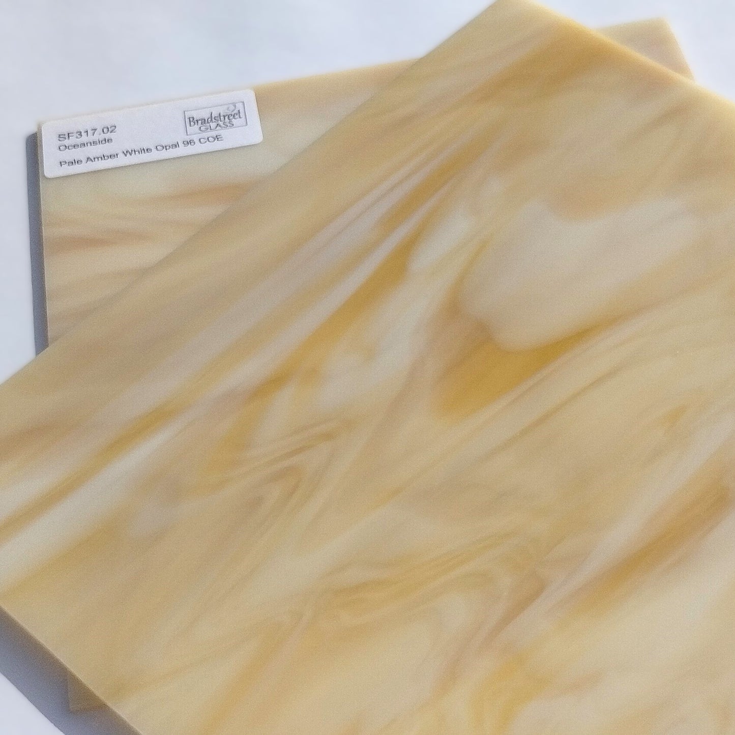 Oceanside SF317.02 Fusible Opaque Stained Glass Sheet&nbsp;
Pale Amber White Opal