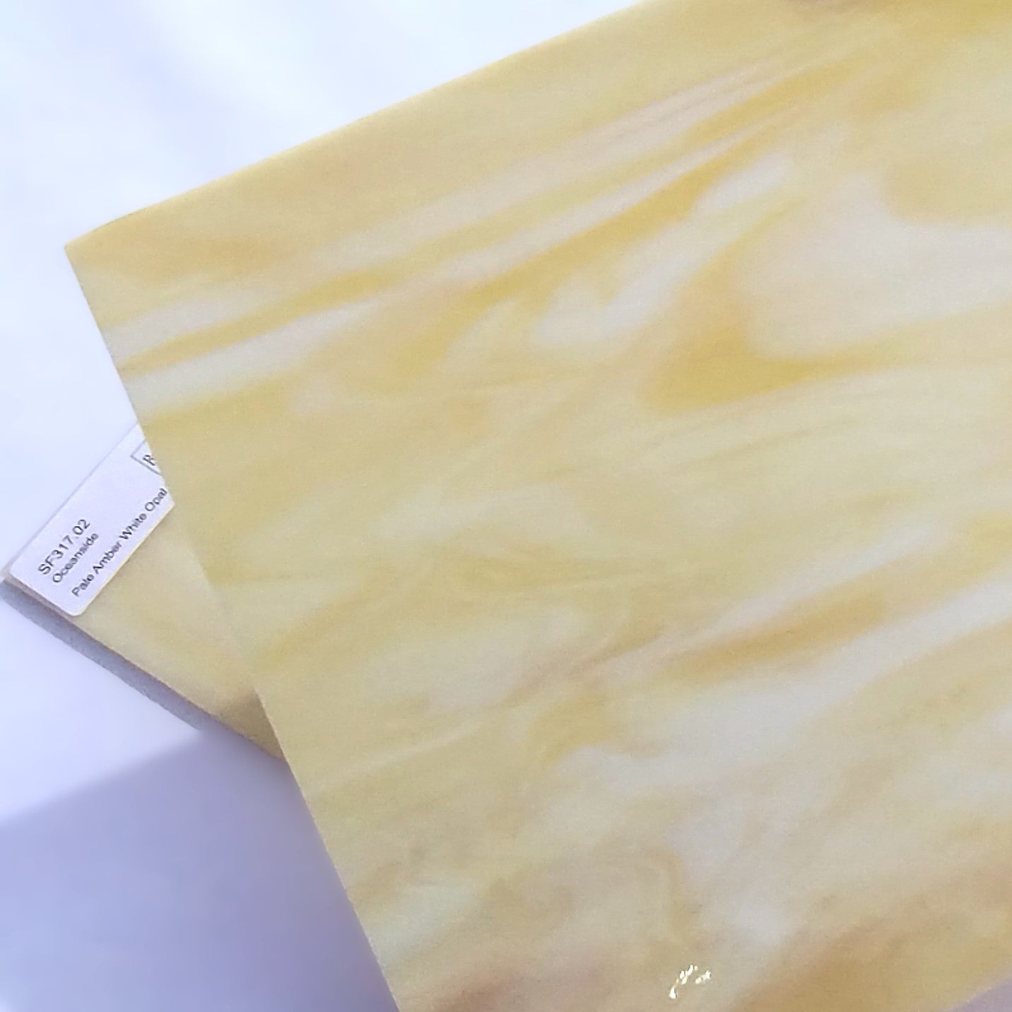 Oceanside SF317.02 Fusible Opaque Stained Glass Sheet&nbsp;
Pale Amber White Opal