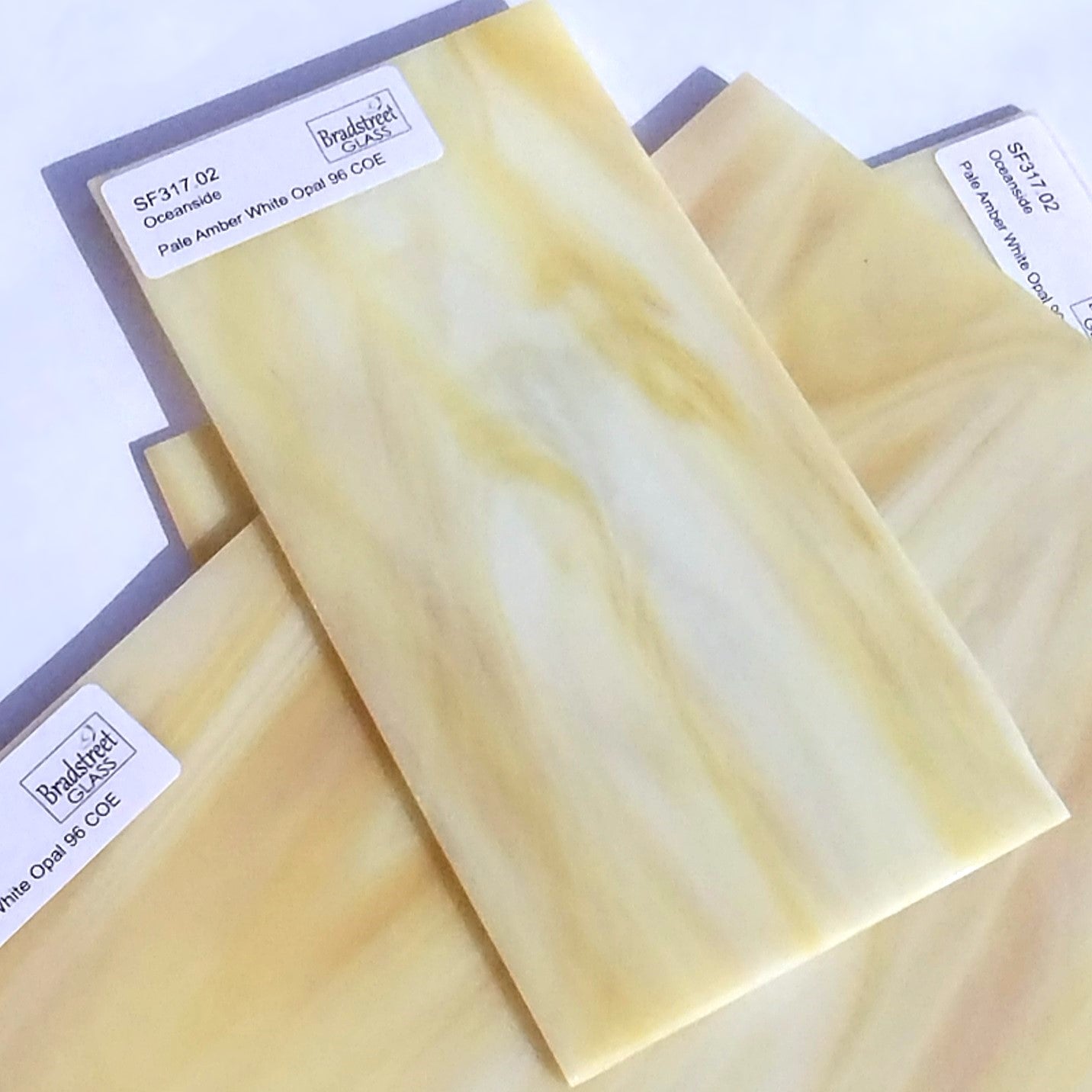 Oceanside SF317.02 Fusible Opaque Stained Glass Sheet&nbsp;
Pale Amber White Opal