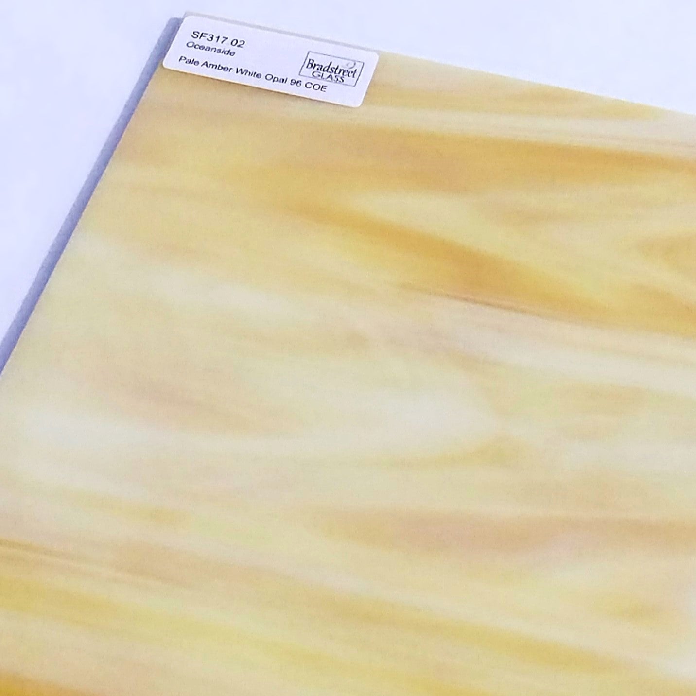 Oceanside SF317.02 Fusible Opaque Stained Glass Sheet&nbsp;
Pale Amber White Opal