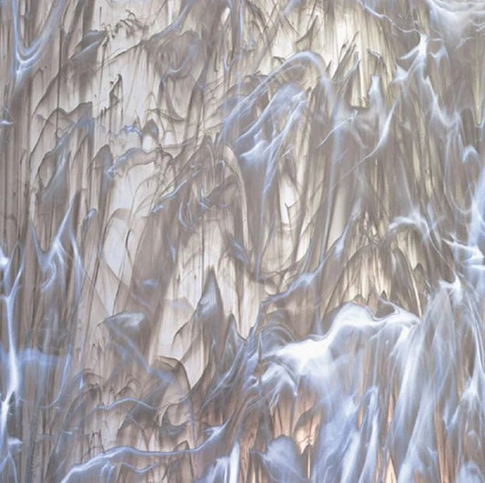 Pale Gray White Wispy Stained Glass Sheet COE 96 Oceanside SF389.1