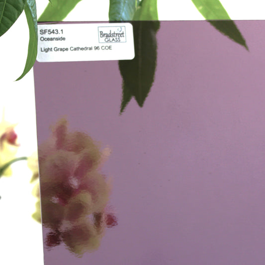 Oceanside SF543.1 Light Grape Cathedral Stained Glass Sheet. COE 96 Fusible art glass at Bradstreet Glass.
