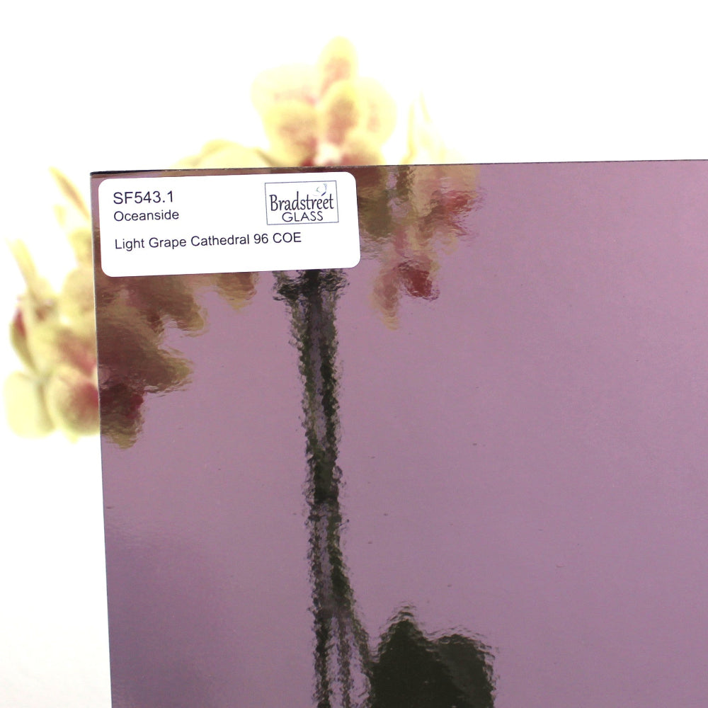 Oceanside SF543.1 Light Grape Cathedral Stained Glass Sheet. COE 96 Fusible art glass at Bradstreet Glass.