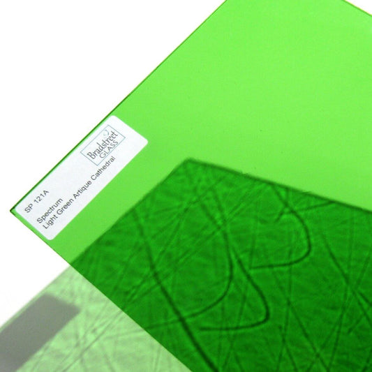  Bradstreet Glass Light Green Artique Stained Glass Sheet Spectrum 121A
