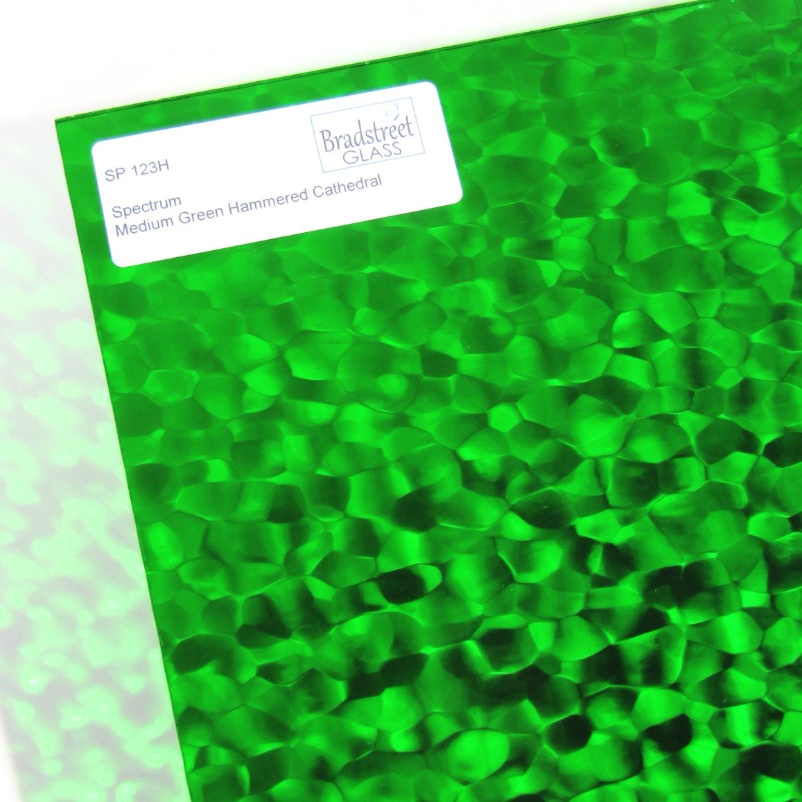 Medium Green Hammered Cathedral Stained Glass Sheet Spectrum 123H