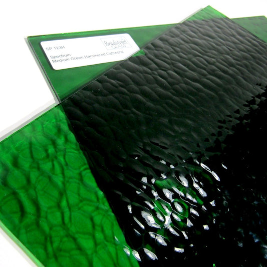 Bradstreet Glass Medium Green Hammered Stained Glass Sheet Spectrum 123H