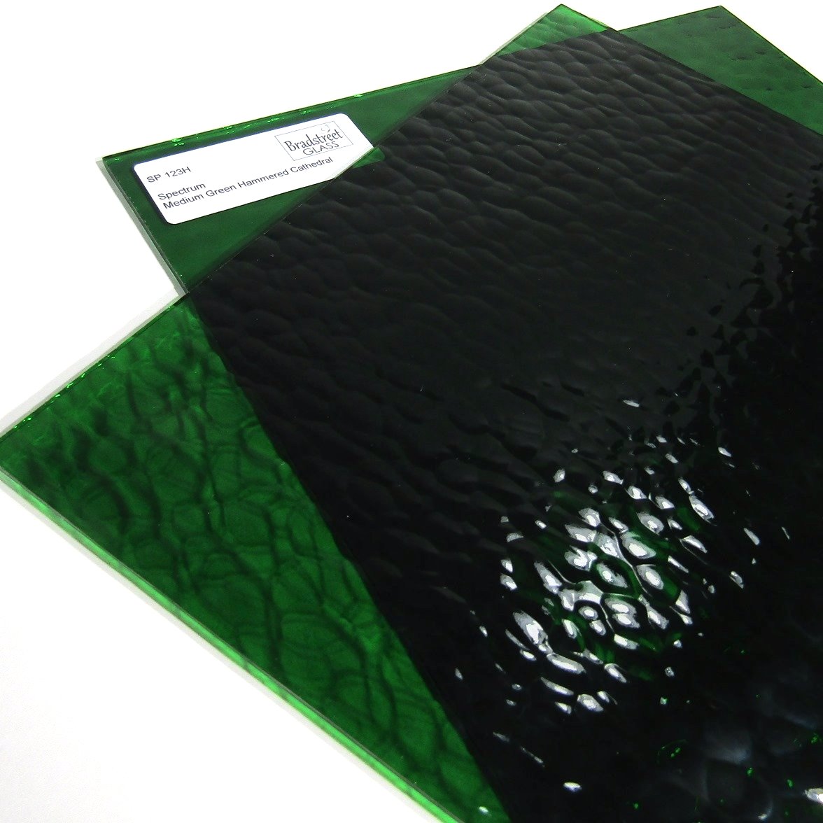  Bradstreet Glass Medium Green Hammered Stained Glass Sheet Spectrum 123H