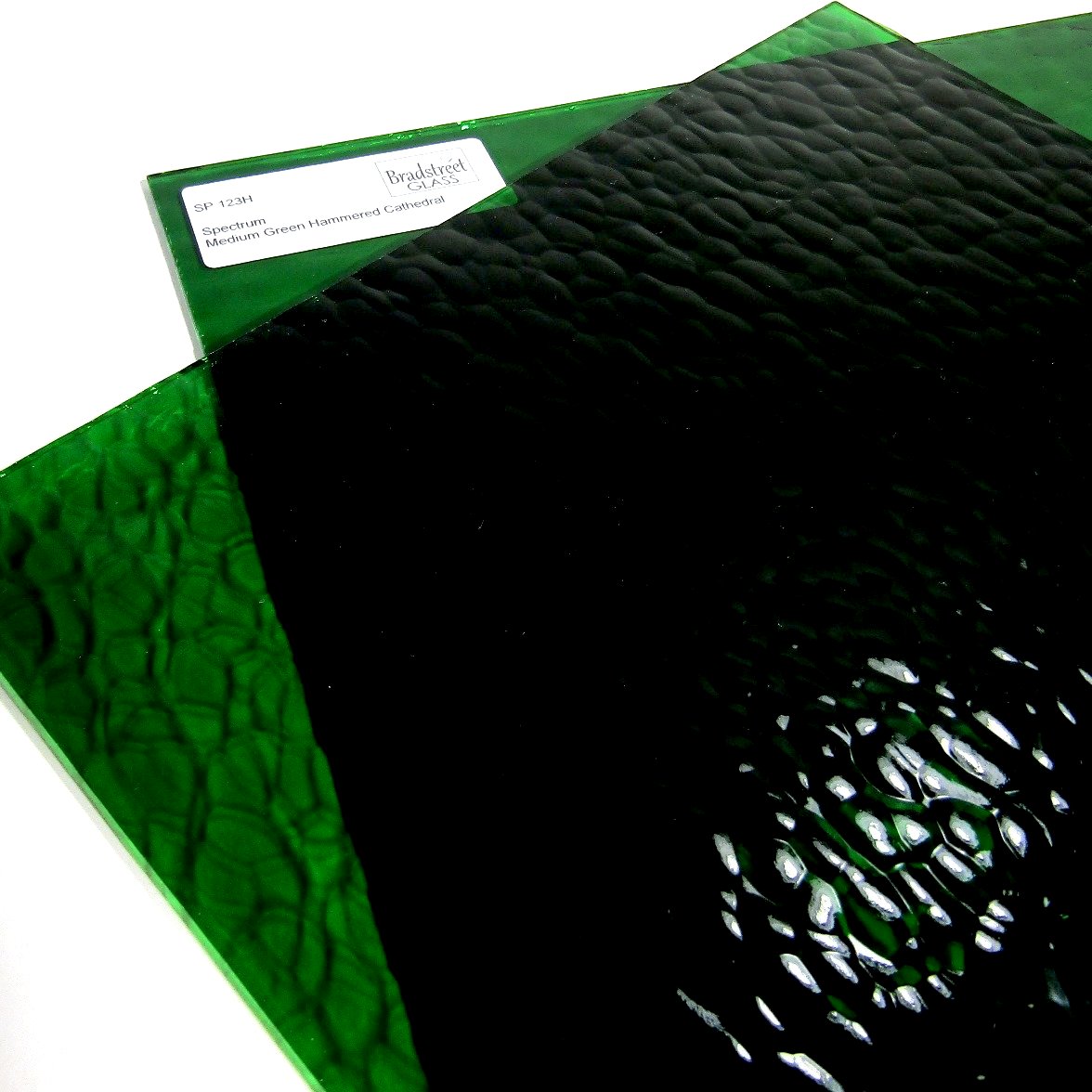  Bradstreet Glass Medium Green Hammered Stained Glass Sheet Spectrum 123H