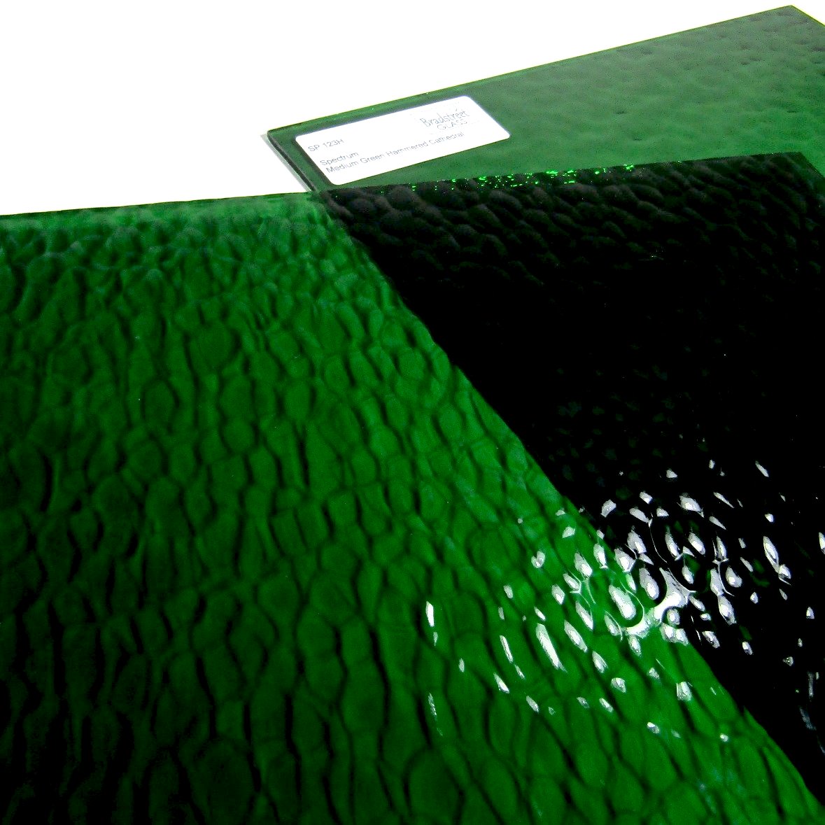  Bradstreet Glass Medium Green Hammered Stained Glass Sheet Spectrum 123H
