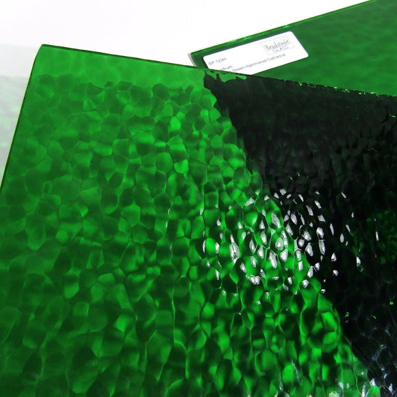 Medium Green Hammered Cathedral Stained Glass Sheet Spectrum 123H