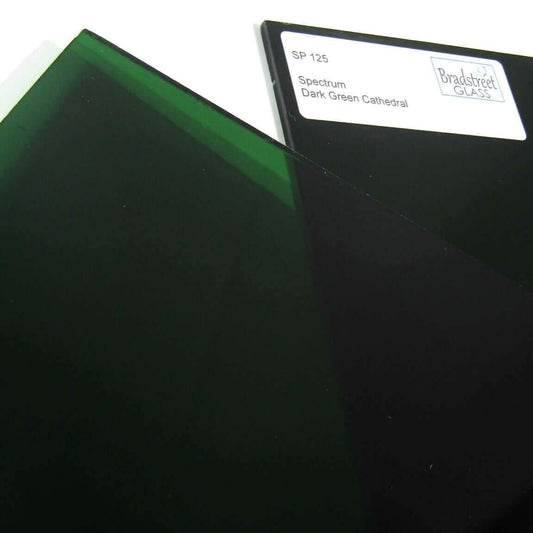 Bradstreet Glass Dark Green Cathedral Stained Glass Sheet Spectrum 125