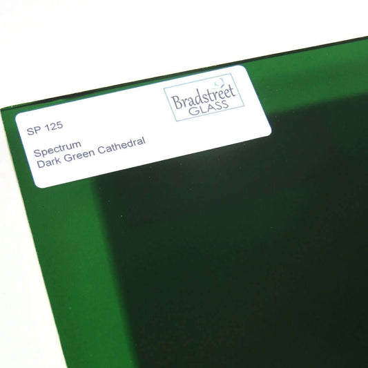 Bradstreet Glass Dark Green Cathedral Stained Glass Sheet Spectrum 125