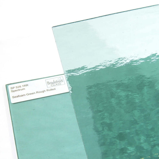  Bradstreet Glass Seafoam Green Rough Rolled Cathedral Stained Glass Sheet Spectrum 528.1RR