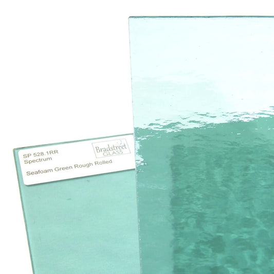  Bradstreet Glass Seafoam Green Rough Rolled Cathedral Stained Glass Sheet Spectrum 528.1RR