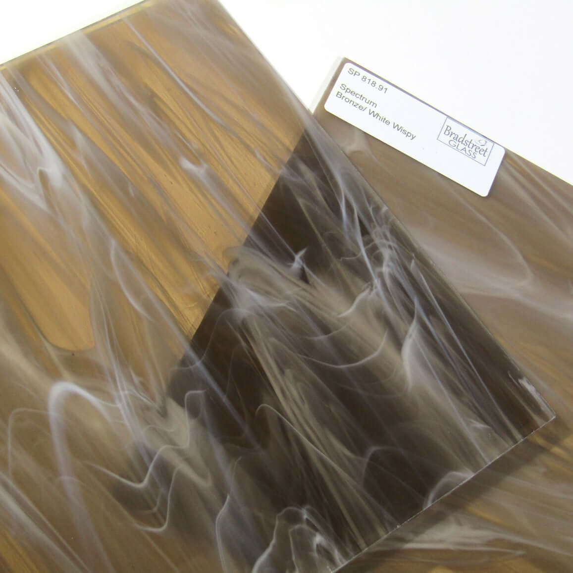 Bradstreet Glass Bronze White Wispy Stained Glass Sheet Spectrum 818.91