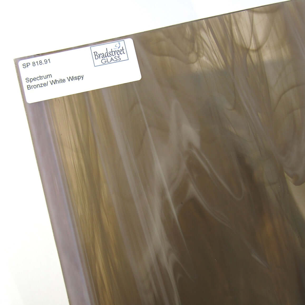 Bradstreet Glass Bronze White Wispy Stained Glass Sheet Spectrum 818.91