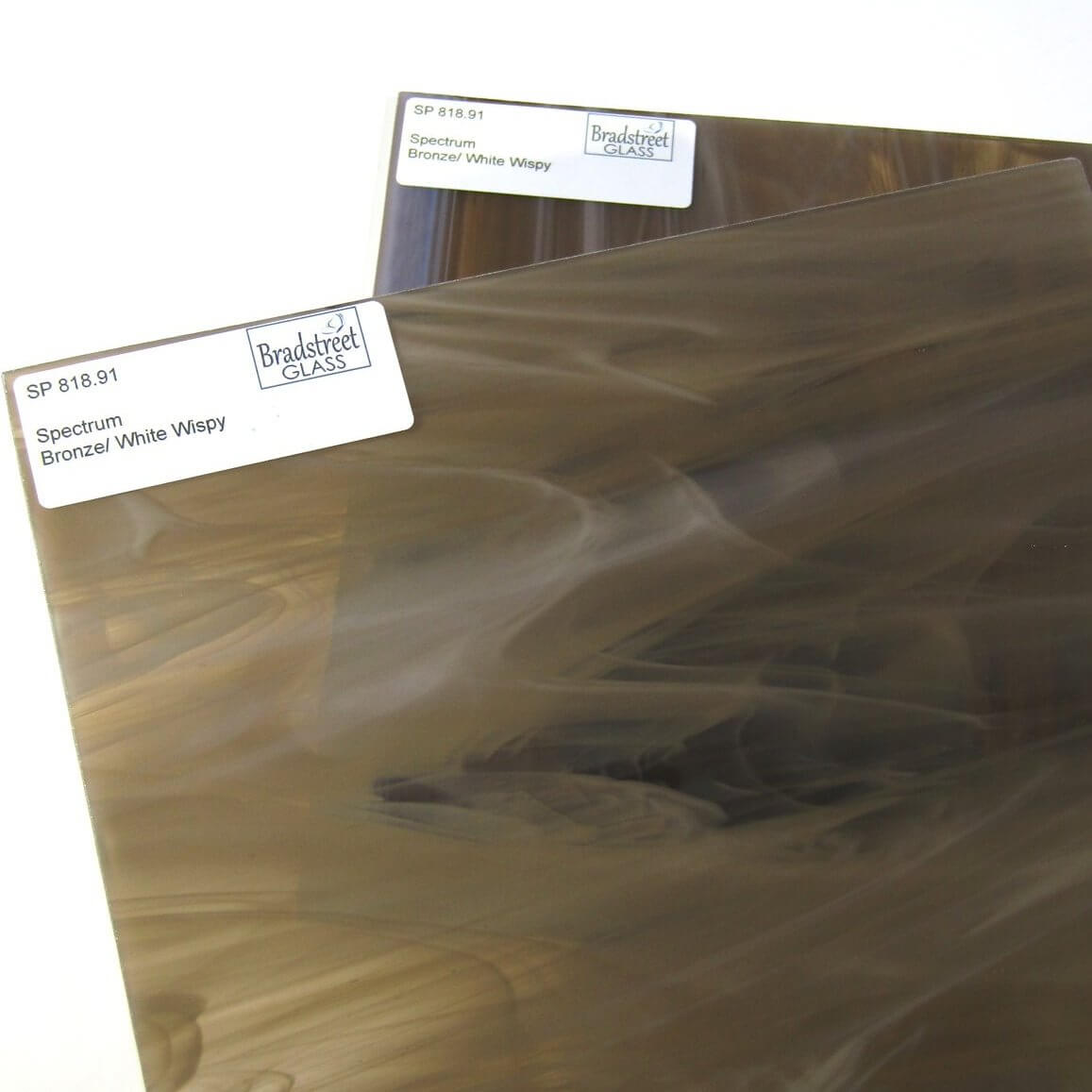 Bradstreet Glass Bronze White Wispy Stained Glass Sheet Spectrum 818.91