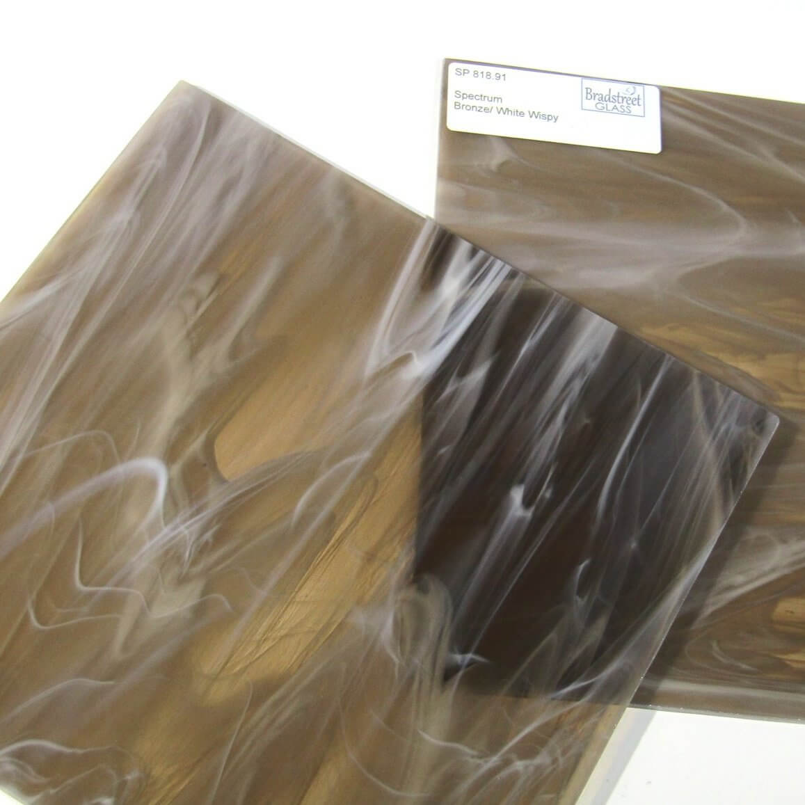 Bradstreet Glass Bronze White Wispy Stained Glass Sheet Spectrum 818.91