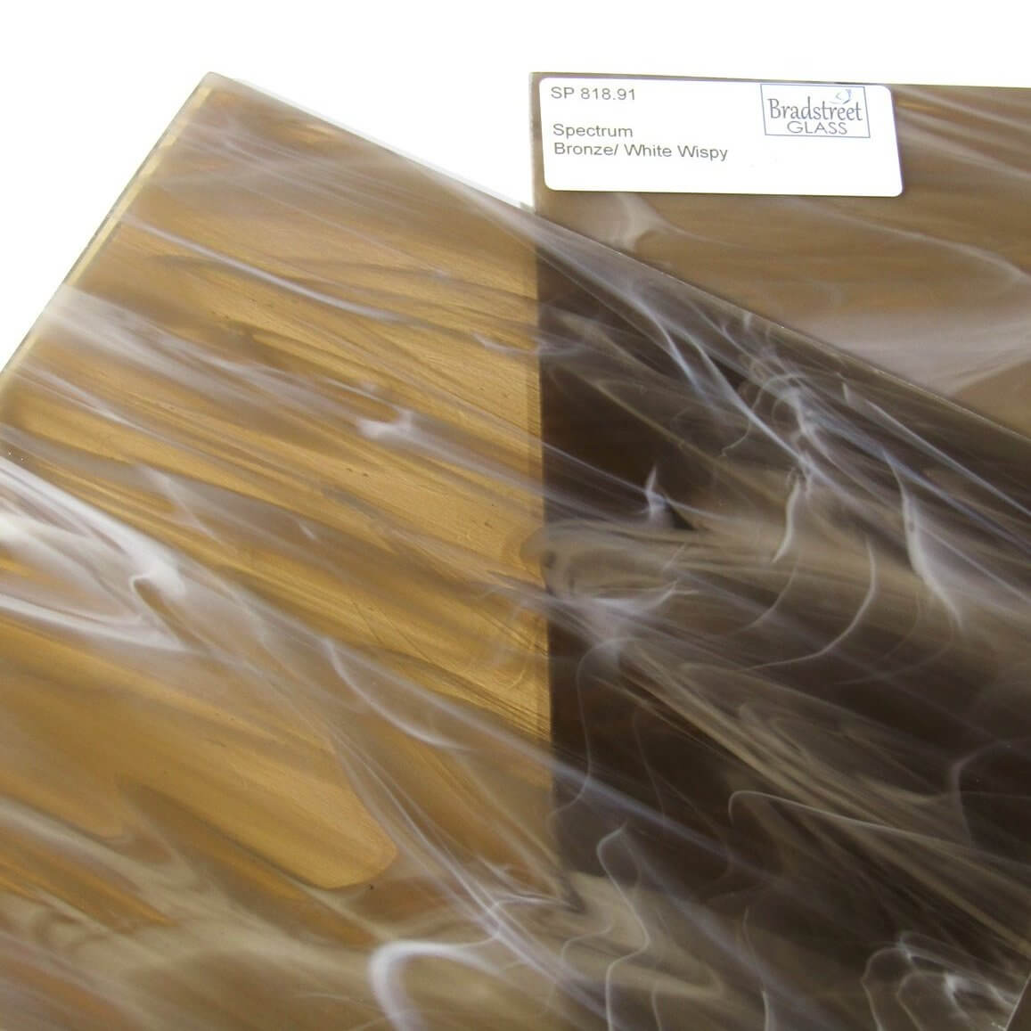Bradstreet Glass Bronze White Wispy Stained Glass Sheet Spectrum 818.91