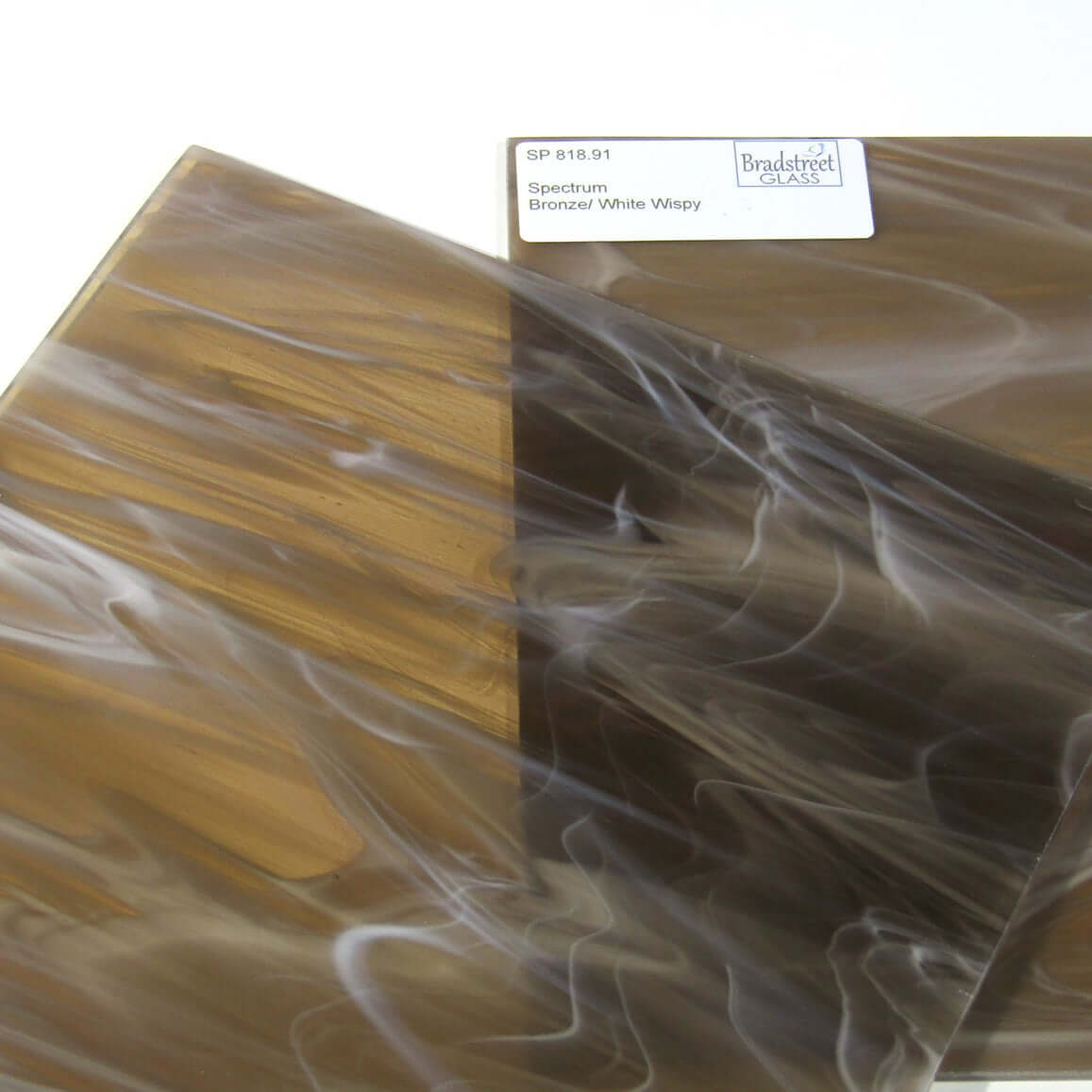 Bradstreet Glass Bronze White Wispy Stained Glass Sheet Spectrum 818.91