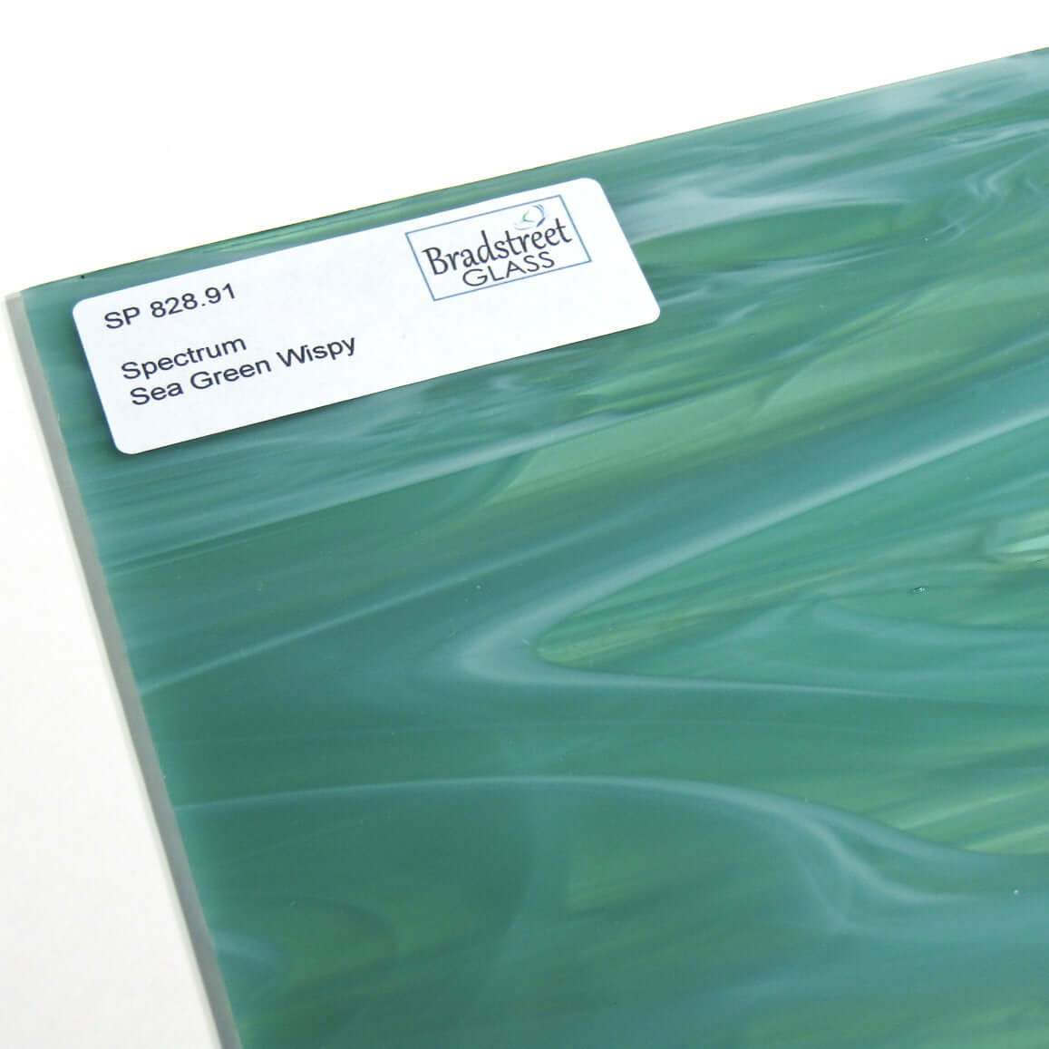 Sea Green and White Wispy Stained Glass Sheet Spectrum 828.91