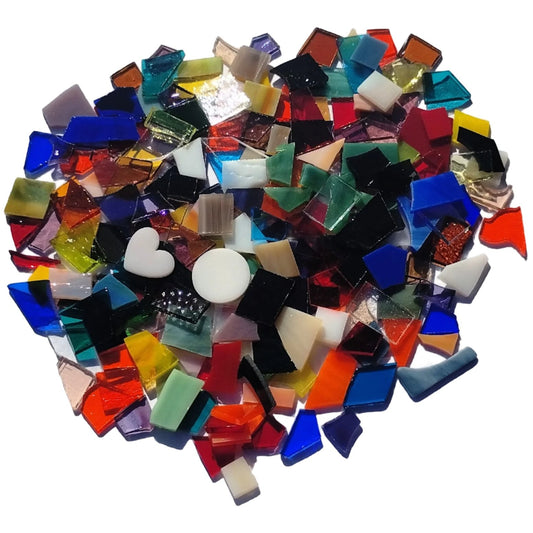 Assorted Small Stained Glass Scraps, Curated 1 lb Package of Reclaimed Shop Scrap Glass