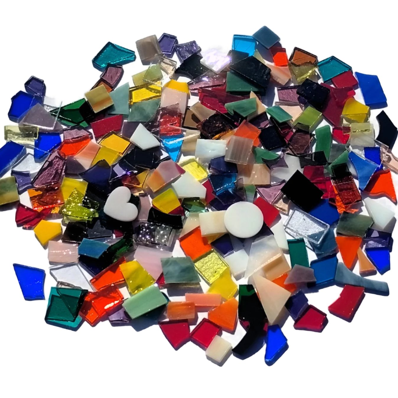 Assorted Small Stained Glass Scraps, Curated 1 lb Package of Reclaimed Shop Scrap Glass